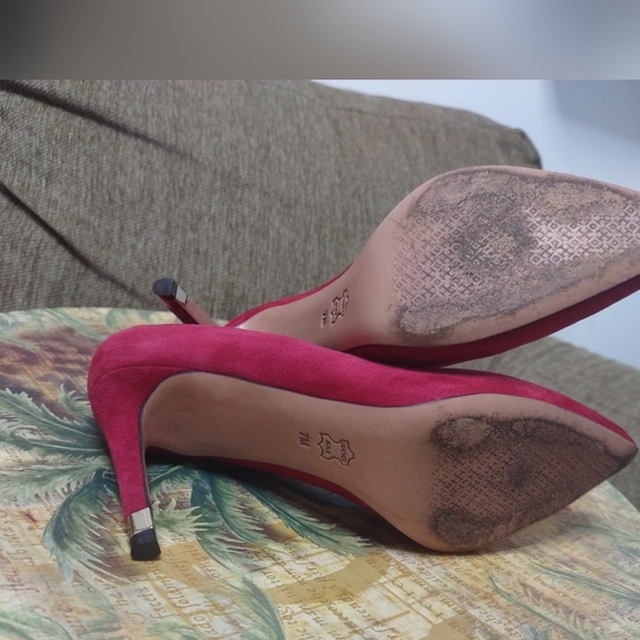 Tory Burch Red Suede Pointed-Toe Pump Classic High Heels Size 7M - Picture 6 of 14